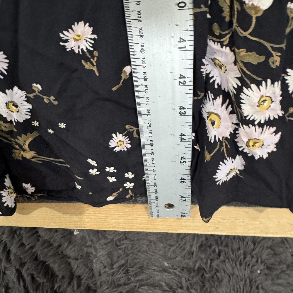 Madewell Wrap Front Dress Women's 8 Black Daisy Floral Fit Flare Puff Sleeve - Picture 5 of 8